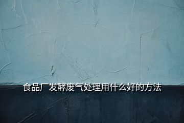 食品廠發(fā)酵廢氣處理用什么好的方法