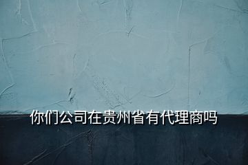 你們公司在貴州省有代理商嗎