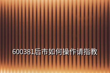 600381后市如何操作請指教