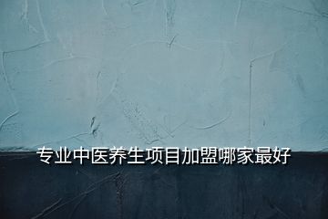 專業(yè)中醫(yī)養(yǎng)生項(xiàng)目加盟哪家最好