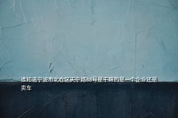 誰知道寧波市北倉區(qū)天寧路88號是干嘛的是一個企業(yè)還是賣車