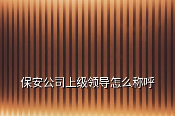 保安公司上級領(lǐng)導(dǎo)怎么稱呼