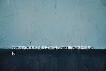 我國啤酒的前幾大企業(yè)分別是什么2011年的銷售量是多少  問