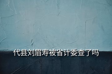 代縣劉眉壽被省計委查了嗎