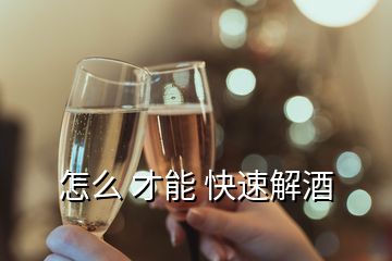 怎么 才能 快速解酒