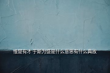 惟楚有才 于斯為盛是什么意思有什么典故