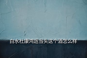 白水杜康鴻運當頭這個酒怎么樣