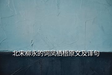 北宋柳永的詞鳳棲梧原文及譯句