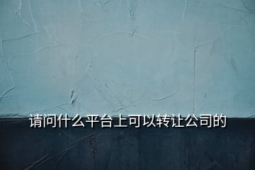 請問什么平臺上可以轉(zhuǎn)讓公司的