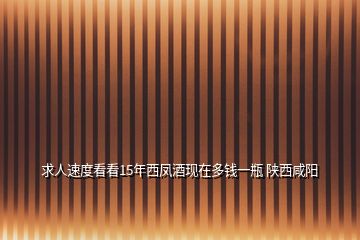 求人速度看看15年西鳳酒現(xiàn)在多錢一瓶 陜西咸陽