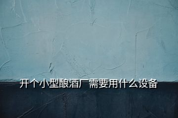 開個(gè)小型釀酒廠需要用什么設(shè)備