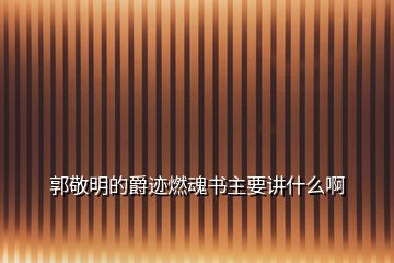 郭敬明的爵跡燃魂書主要講什么啊