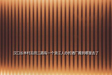 漢口長豐村古田二路有一個浙江人辦的酒廠搬到哪里去了