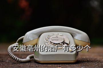 安徽亳州的酒廠有多少個(gè)